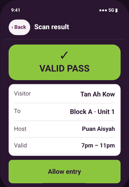 Guard scan result screen